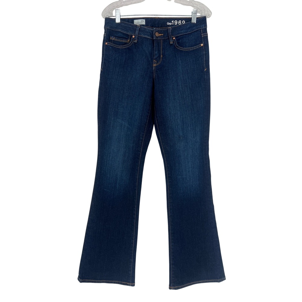 Gap Perfect Boot Jeans Womens 28 Dark Blue Denim 1969 Mid Rise Bootcut